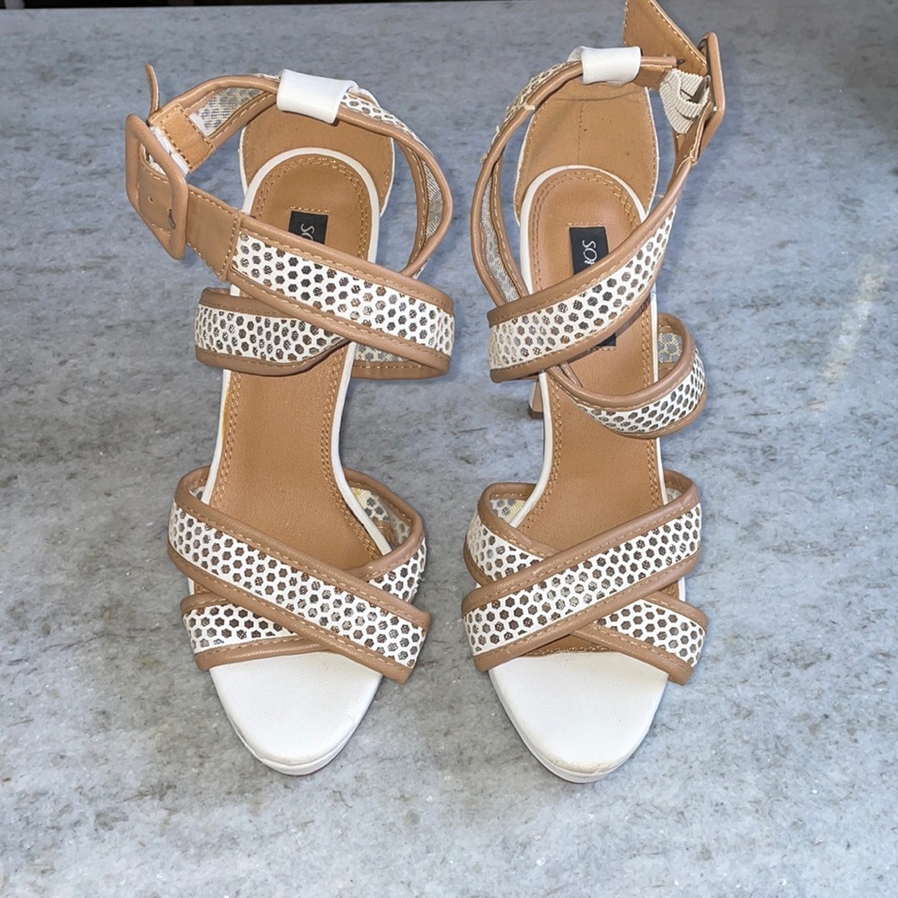 White heeled sandals